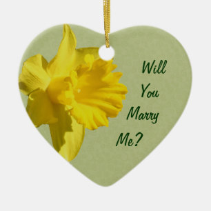 Ornamento de compromiso con Daffodil Amarillo Mate