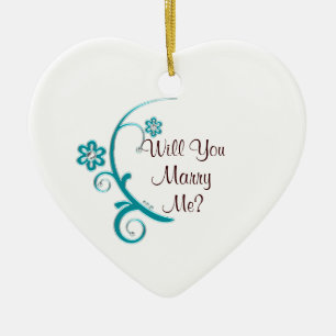 Ornamento de compromiso de flor Marry me Aqua