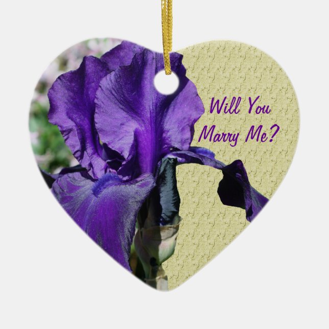 Ornamento de compromiso de marry me Purple Iris (Frente)