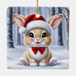 Ornamento de conejo de Santa Hat
