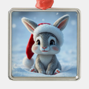 Ornamento de conejo de Santa Hat