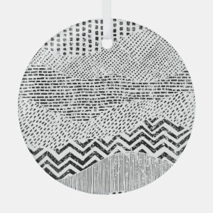 Ornamento de conglomerado blanco negro