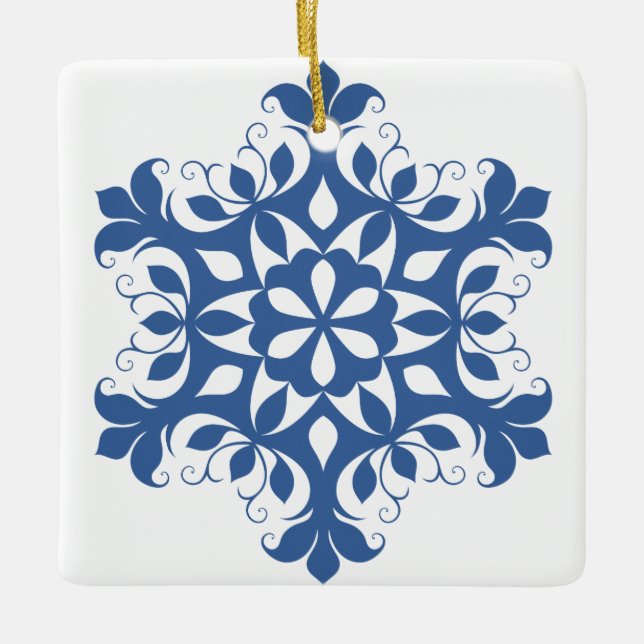 Ornamento de copo de nieve azul (Anverso)