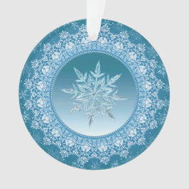 Ornamento de copo de nieve Blue Green Ice Crystal
