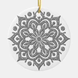 Ornamento de copo de nieve de Lotus blanco y gris-