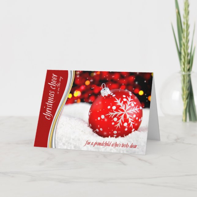 Ornamento de copo de nieve rojo para nieta Navidad (Anverso)
