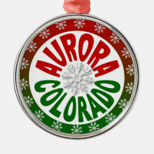 Ornamento de copo de nieve verde rojo Aurora Color