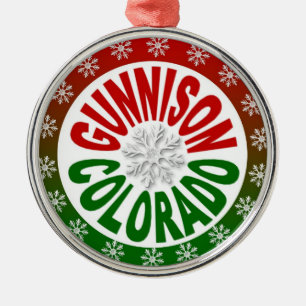 Ornamento de copo de nieve verde rojo Gunnison Col