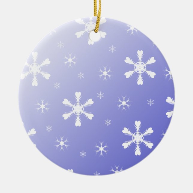 Ornamento de copos de nieve azules (Frente)