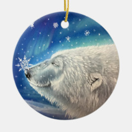 Ornamento de copos de nieve del oso polar