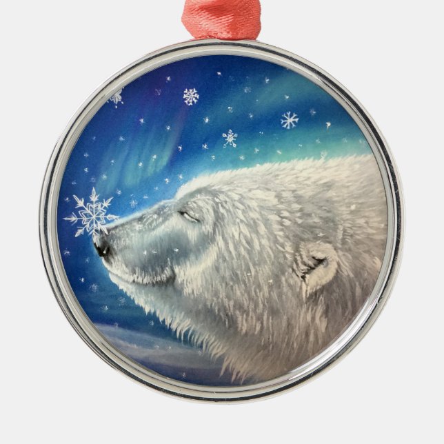 Ornamento de copos de nieve del oso polar (Frente)