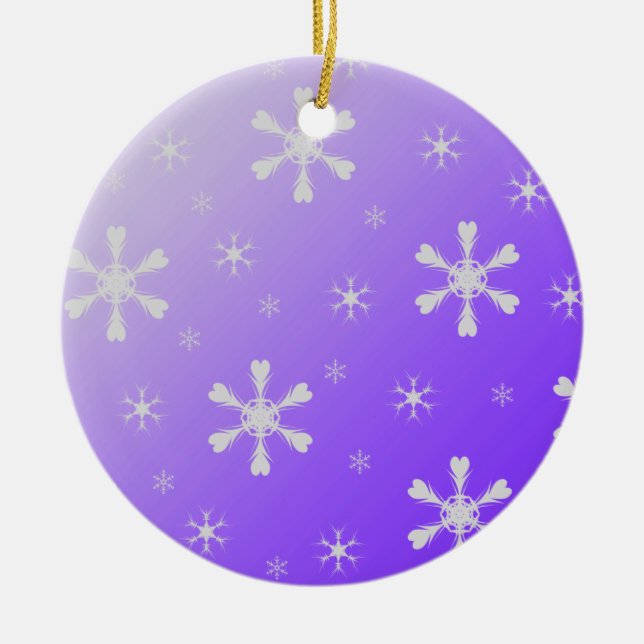 Ornamento de copos de nieve púrpura (Frente)