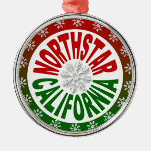 Ornamento de copos de nieve verde rojo del norte d