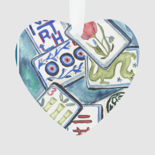 Ornamento de corazón de azulejos azules