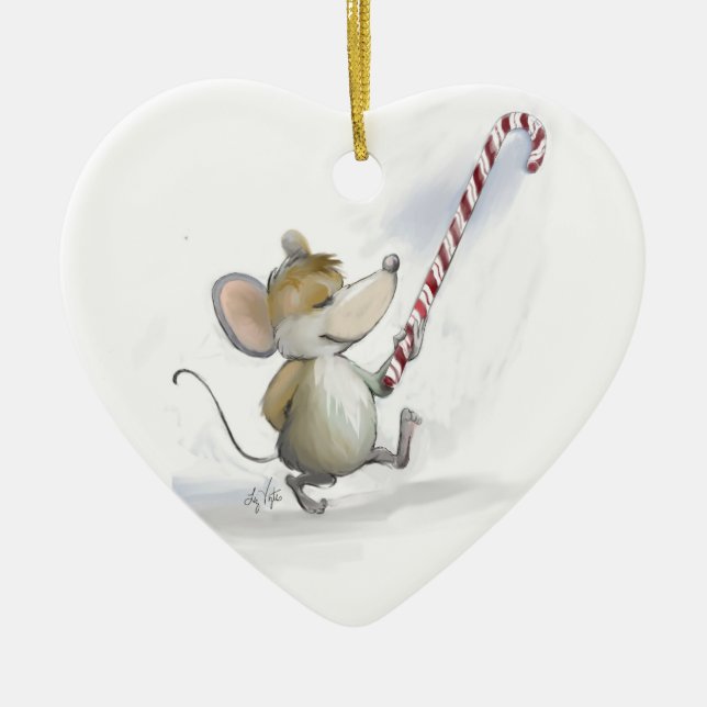 Ornamento de corazón de merry Mouse Moe (Frente)