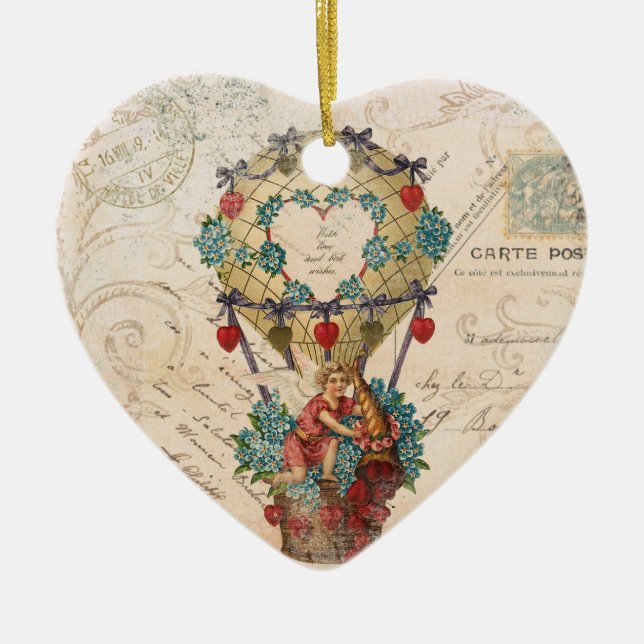 Ornamento de corazón de Vinage French Valentine (Frente)
