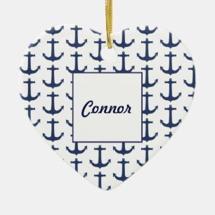 Ornamento de corazón del tema náutico personalizad