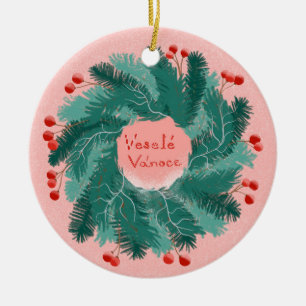 Ornamento de corona de navidad checa