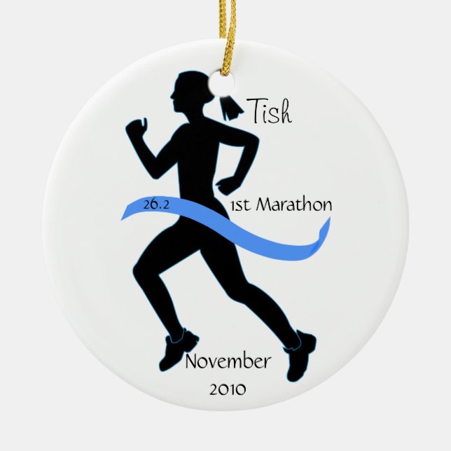 Ornamento de corredora de maratón femenino (Frente)