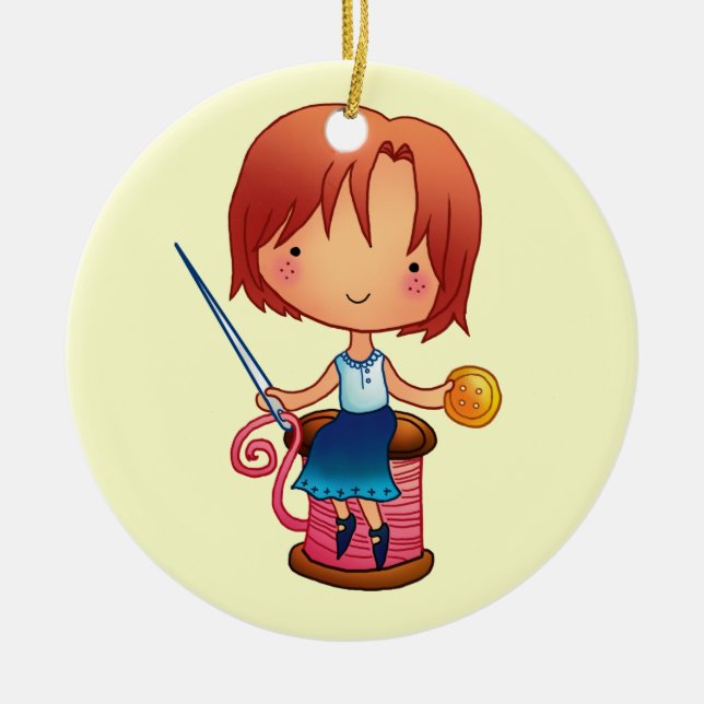 Ornamento de costura del chica (Frente)