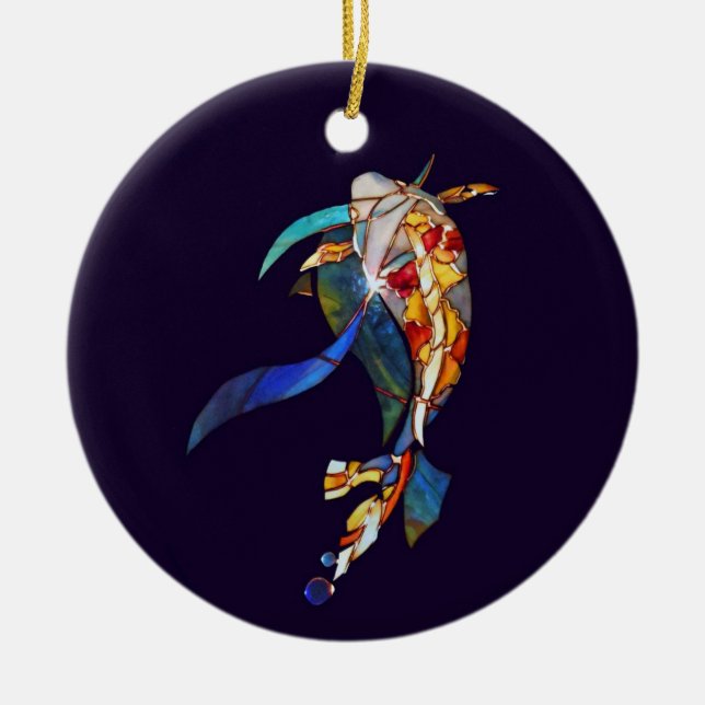 ORNAMENTO de cristal de los pescados de Koi del (Frente)