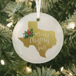 Ornamento de cristal de Texas de Feliz Navidad