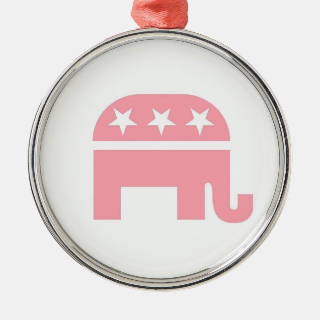 Ornamento de Cristmas del elefante rosado del GOP (Frente)