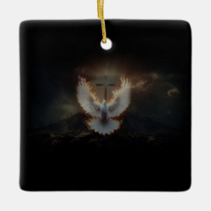 Ornamento de cruz y paloma