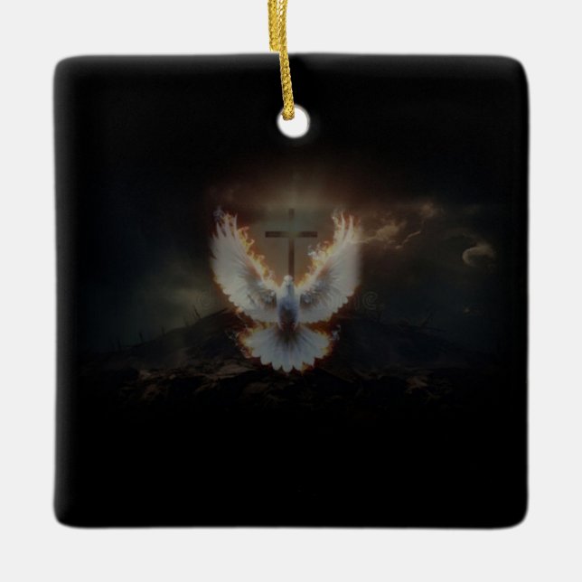 Ornamento de cruz y paloma (Anverso)