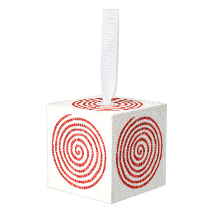 Ornamento de cubo de madera de PINWHEEL MOSAIC
