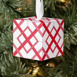 Ornamento de cubo - Entramado rojo entrelazado
