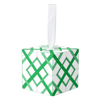 Ornamento de Cubo - Entramado trenzado verde