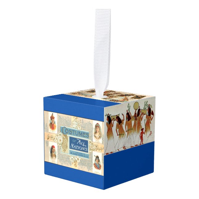 Ornamento de cubo "Histórico disfraces de danza en (Anverso en perspectiva)