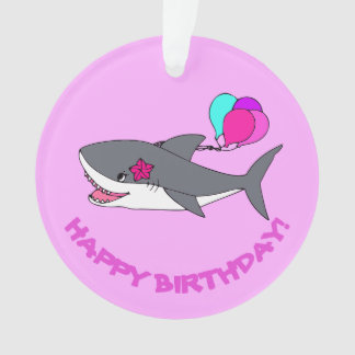 Ornamento de cumpleaños con tiburón lindo