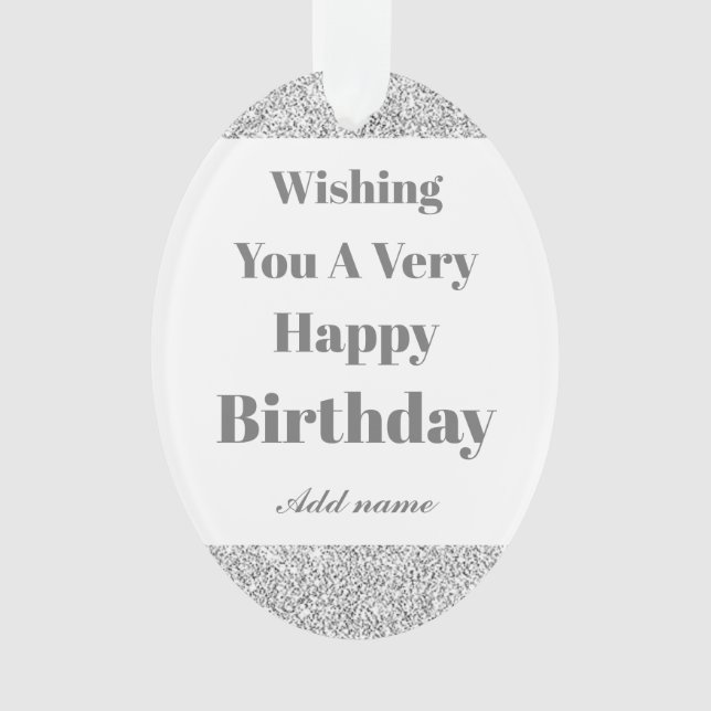 Ornamento de cumpleaños feliz y elegante personali (Anverso)