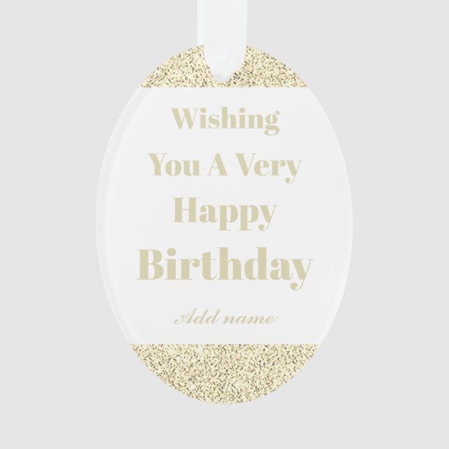 Ornamento de cumpleaños feliz y elegante personali (Anverso)