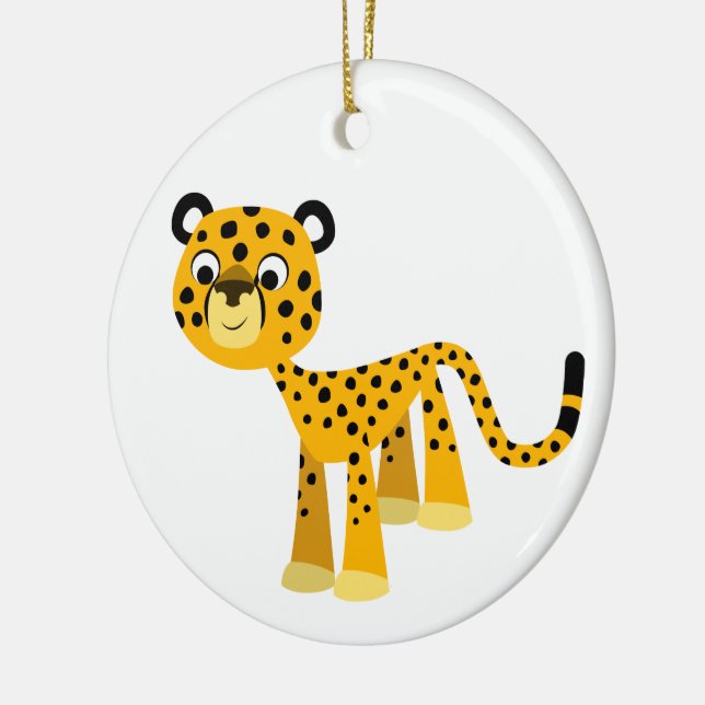 Ornamento de Cute Happy Personalizado Cheetah (Izquierda)