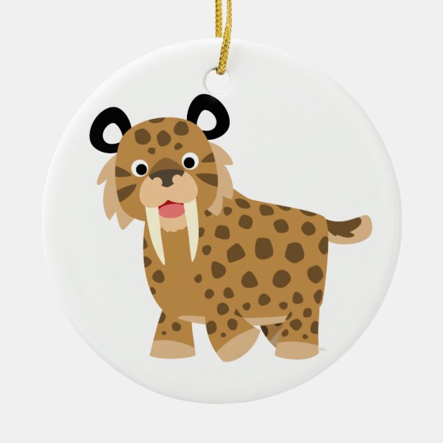 Ornamento de Cute Happy Personalizado Smilodon (Frente)