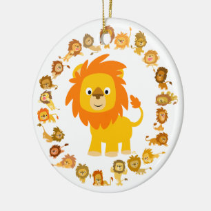 Ornamento de Cute Personalizado Lion Mandala