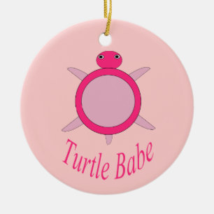 Ornamento de Cute Pink Turtle Babe