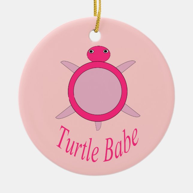Ornamento de Cute Pink Turtle Babe (Frente)
