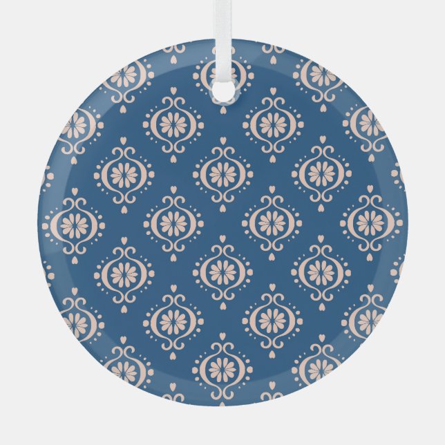 Ornamento de Damasco de Folclore Geométrico Ikat (Anverso)
