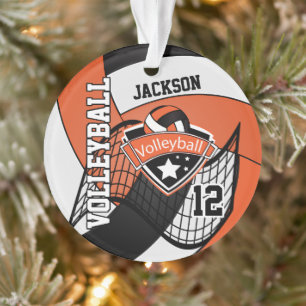 Ornamento de 🏐 de naranja, voleibol negro y blanc