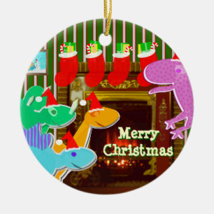 Ornamento de Dinos de las Felices Navidad