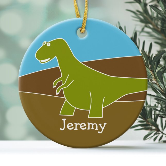 Ornamento de dinosaurio Personalizado lindo (Personalized Ornament - Dinosaur)