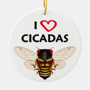 Ornamento de diseño caprichoso "I Love Cicadas"