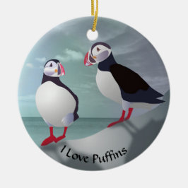 Ornamento de diseño de dos Puffins