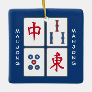 Ornamento de diseño de fichas de juego Mahjong
