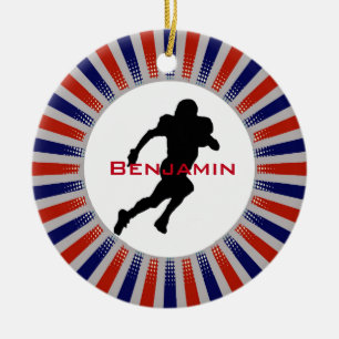 Ornamento de diseño de jugador de fútbol americano