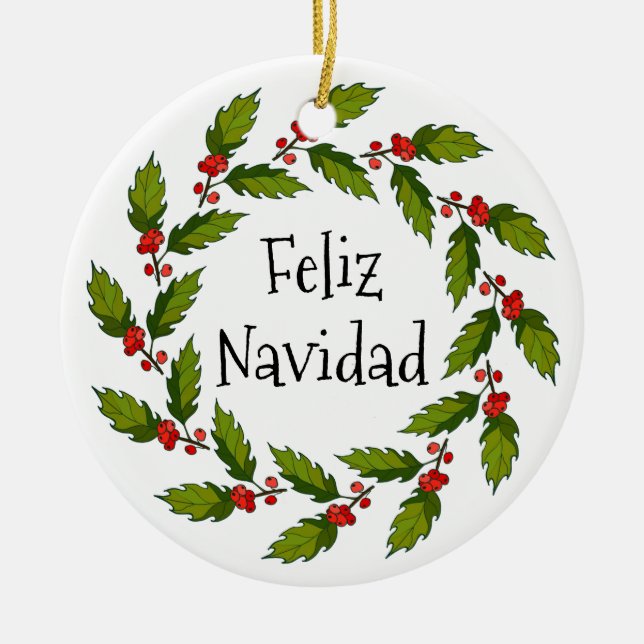 Ornamento de diseño de la guirnalera Holly Berries (Frente)